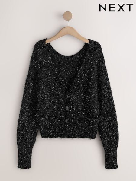 Black Sparkle V-Neck Reversible Cardigan (W37052) | €50.50