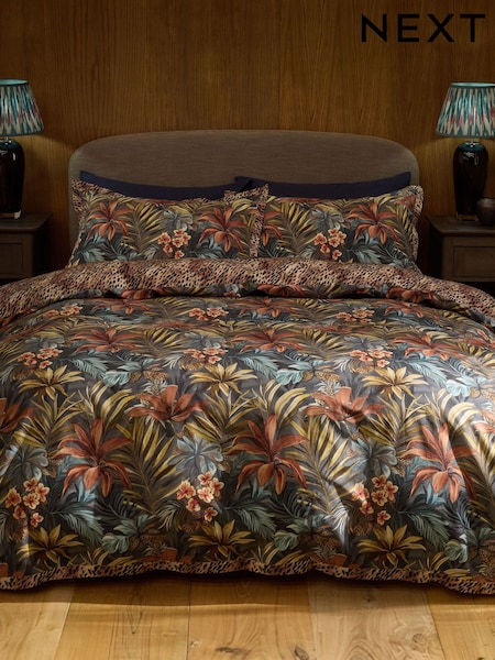 Leopard Floral 100% Cotton Reversible Duvet Cover and Pillowcase Set (W37076) | 205 LEI - 411 LEI