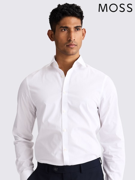 MOSS White Slim Stretch Print Contrast Shirt (W37266) | 2,103 UAH
