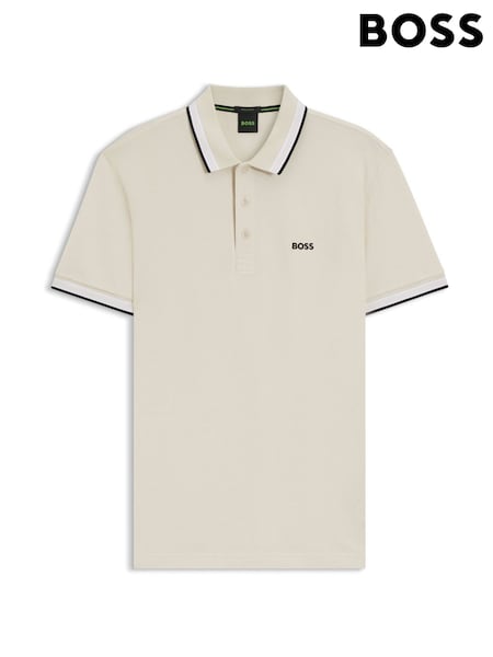 BOSS White Regular Fit Paddy Tipped Collar Polo Shirt (W37283) | 506 QAR
