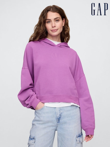 Vijolična - Gap Relaxed Mini-Logo Cropped Hoodie (W37420) | € 46