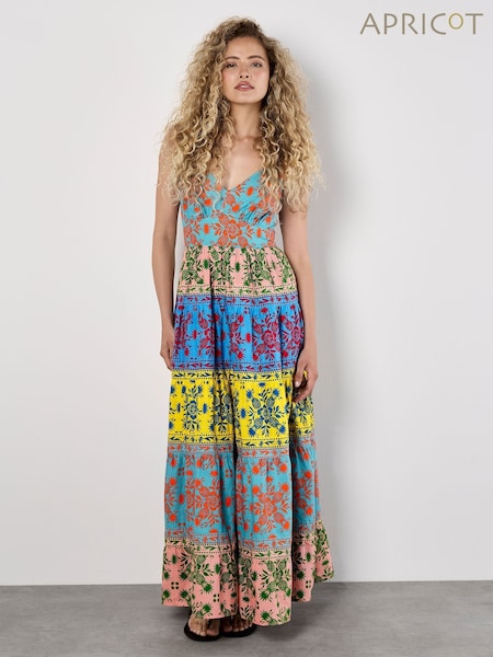 Apricot Yellow Multi Tier Pineapple Print 100% Cotton Dress (W37454) | €69