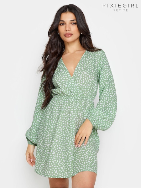 PixieGirl Petite Green Wrap Dress (W37465) | €45