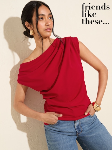 Friends Like These Red Off The Shoulder Top (W37640) | 158 QAR