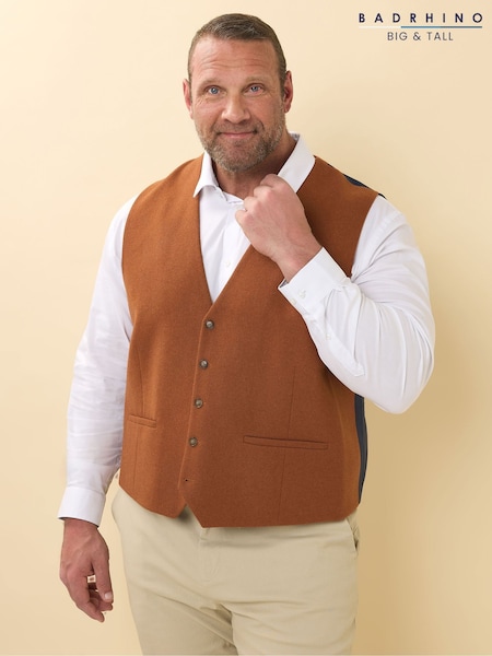 BadRhino Big & Tall Brown Tweed Waistcoat (W37651) | ₪302