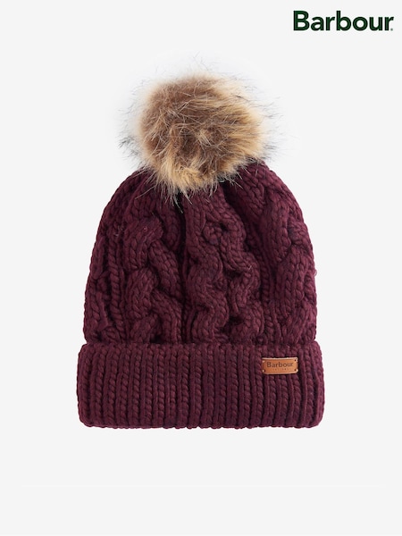Barbour® Red Penshaw Pom Beanie Hat (W37774) | €37