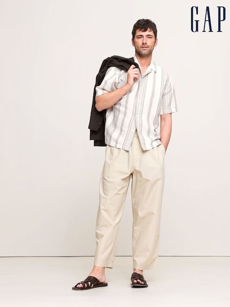 Banana Republic Loose Cotton Poplin Pull On Cropped Trousers (W37908) | 92 €
