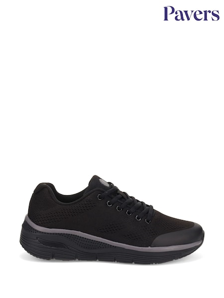 Pavers Black Wide Fit Breathable Trainers (W37926) | AED233