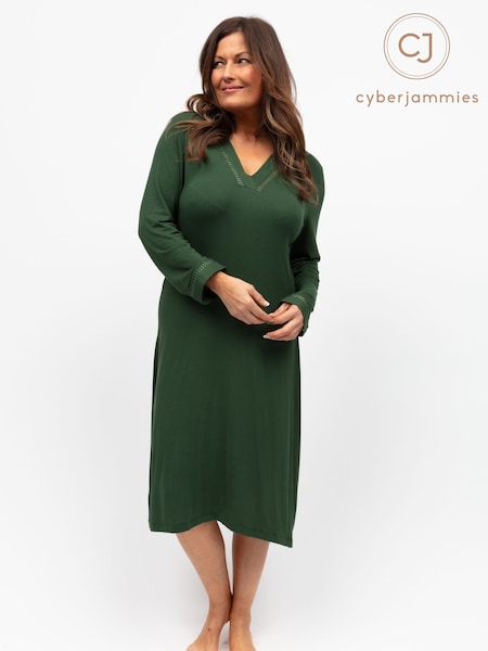 Cyberjammies Green Nora Rose Long Sleeve Short Nightdress (W38011) | €51