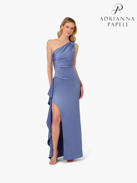 Adrianna Papell Blue One Shoulder Satin Crepe Gown (W38027) | 11,956 UAH