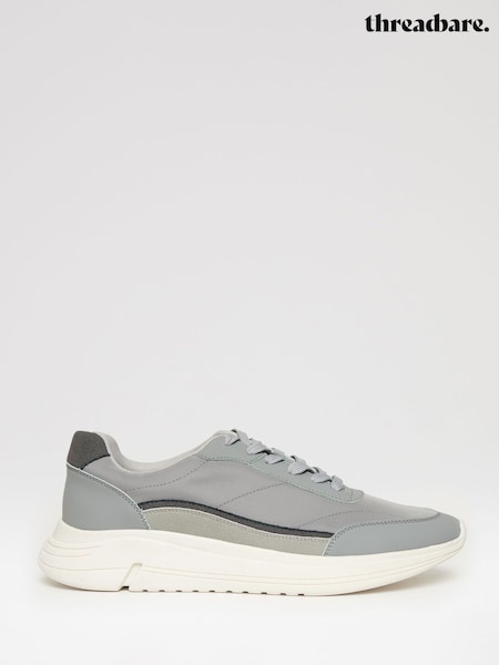 Gri - Threadbare Retro Panelled Court Trainers (W38072) | 298 LEI