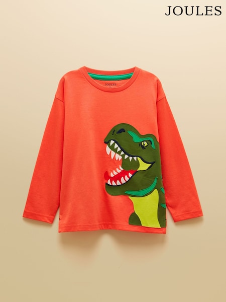 Joules Boys' Orange Long Sleeve Applique Graphic T-Shirt (W38078) | OMR11 - OMR12