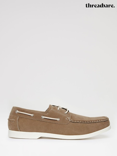 Natural - Threadbare Faux Suede Boat Shoes (W38087) | 283 LEI