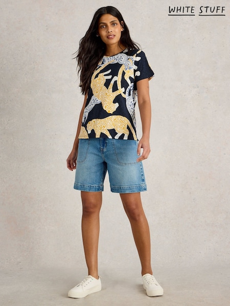 Albastru - Tricou White Stuff Abbie din bumbac 100% (W38193) | 220 LEI