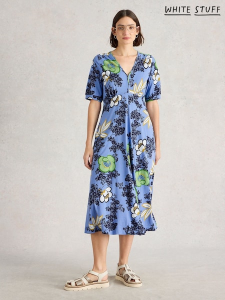 White Stuff BRT BLUE Megan Jersey Dress (W38206) | R$ 640