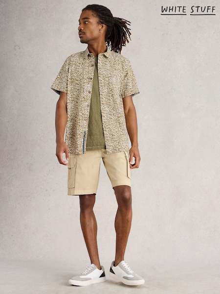 White Stuff Green 100% Cotton Finsbury Leaf Printed Shirt (W38219) | €64
