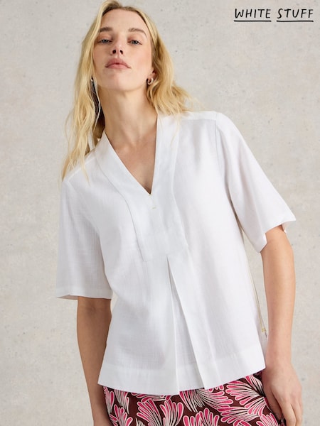 White Stuff White Celia Mix Short Sleeve Shirt (W38224) | SGD 106