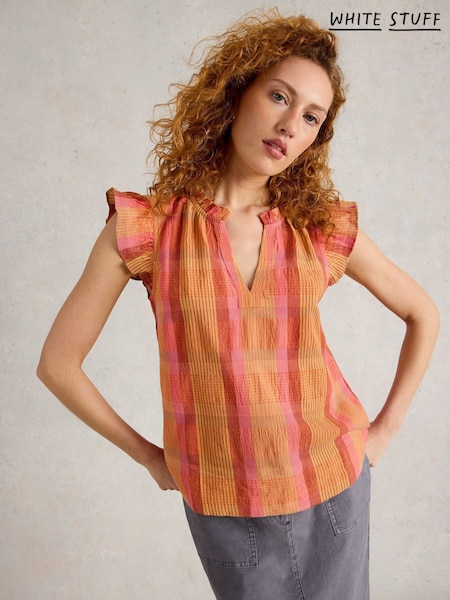 White Stuff 100% Organic Cotton Rosie Check Cotton Vest (W38310) | €77