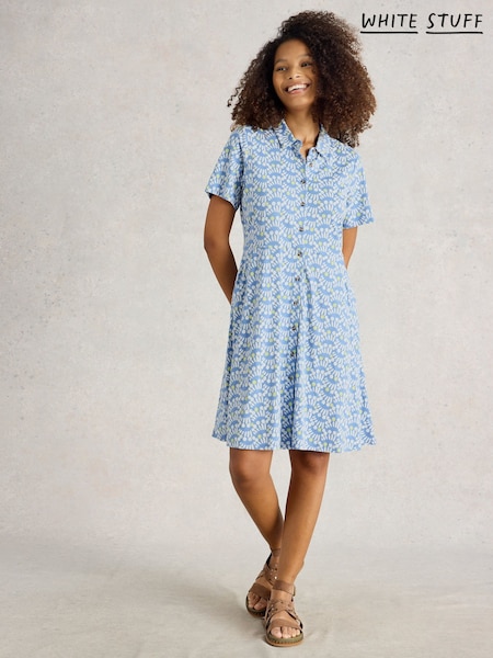 White Stuff Blue Ria Jersey Shirt Dress (W38320) | $103