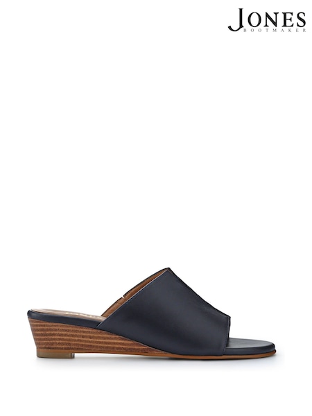 Jones Bootmaker Blue Jocelyn Leather Wedge Heel Mules (W38374) | €101