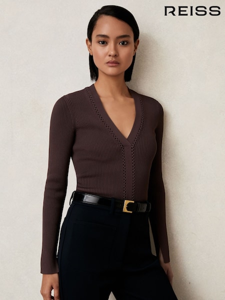 Reiss Lauri Craft Stitch Rib Knit Top (W38531) | 218 €