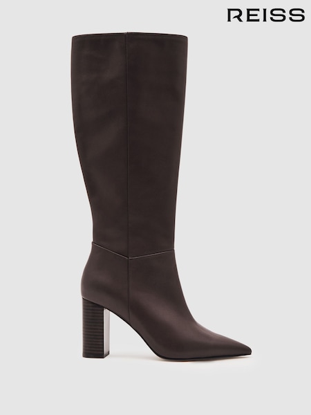 Reiss Burgundy Bianca Boots (W38532) | AED2,520