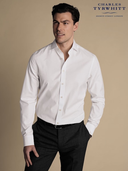 Charles Tyrwhitt White Slim Fit Extra Slim Fit Cutaway Collar Non Iron Poplin 100% Cotton Shirt (W38554) | €93