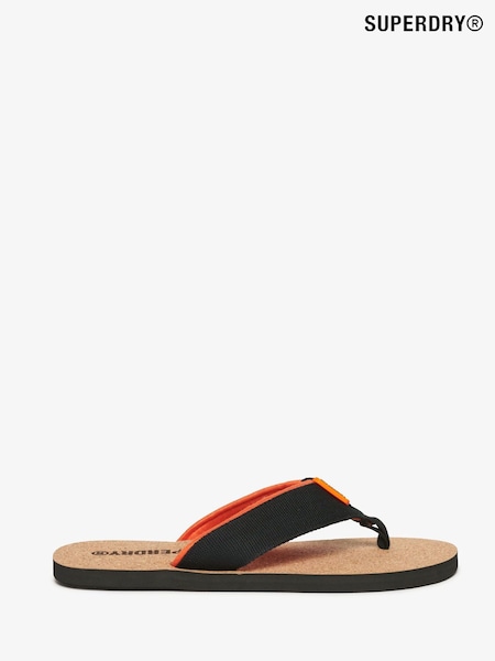 Superdry Black Cork Graphic Print Flip Flops (W39185) | €29