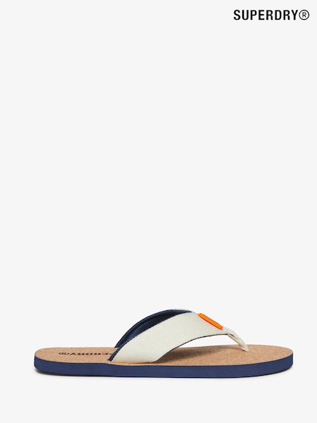 Superdry White Cork Graphic Print Flip Flops (W39193) | R$ 225
