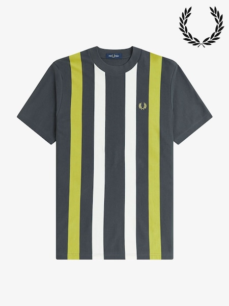 Fred Perry Grey Vertical Stripe T-Shirt (W39228) | €92