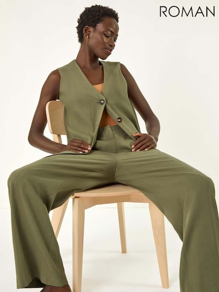 Roman Green Smart Twill Wide Leg Pocket 100% Cotton Trousers (W39630) | 2,704 UAH