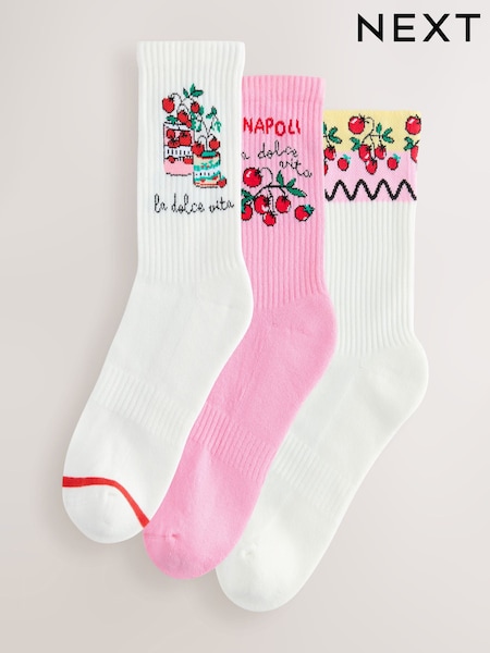 La Dolce Vita Tomato - Cushion Sole Ribbed Sport Ankle Socks With Arch Support 3 Pack (W39681) | € 11