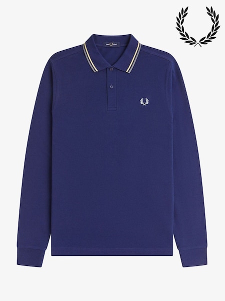 Fred Perry Blue Twin Tipped Long Sleeve Polo Shirt (W39685) | €127