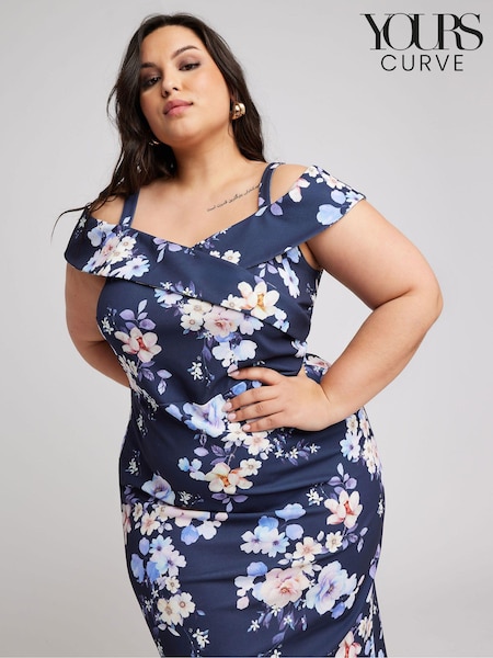 Albastru - Rochie Shift Bardot Yours Curve (W39746) | 189 LEI