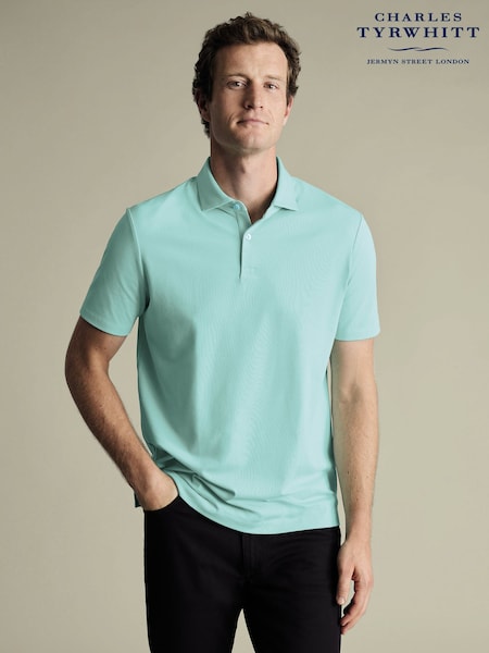 Charles Tyrwhitt Green Short Sleeve Smart Pique Polo Shirt (W39899) | €86