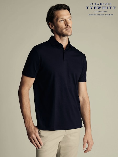 Charles Tyrwhitt BlueNavy Short Sleeve Smart Pique Polo Shirt (W39909) | 297 QAR