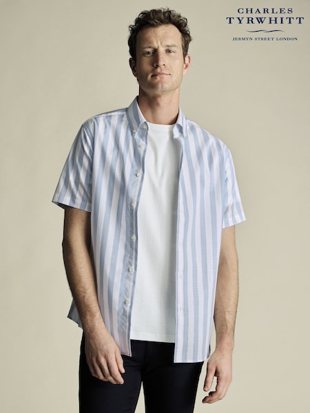Charles Tyrwhitt Slim Fit Wide Stripe Non-Iron Stretch Poplin Slub Shirt (W39911) | 4 206 грн