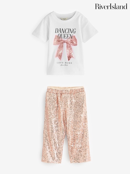 River Island Girls Dancin Queen Sequin T-shirt & Trouser set (W40148) | 1 562 грн