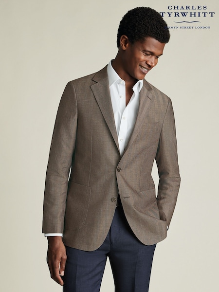 Charles Tyrwhitt Brown Slim Fit Wool Silk Jacket (W40222) | R$ 2,755