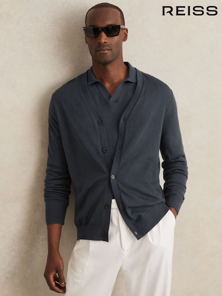 Reiss Midnight Navy West Merino Wool Button Through Cardigan (W40412) | €142