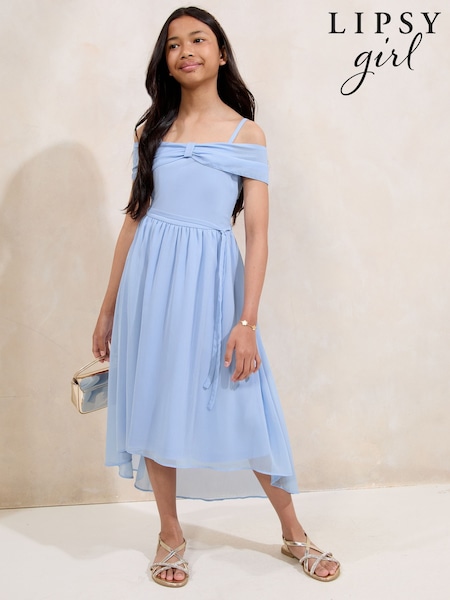 Lipsy Bow Cold Shoulder Occasion Dress (7-16yrs) (W40447) | €52 - €62