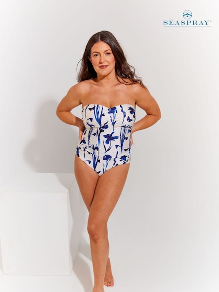 Seaspray Cream Padstow Gathered Bandeau Swimsuit (W40551) | ₪473