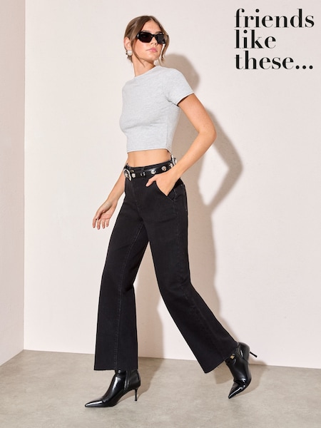 Schwarz - Friends Like These Wide Leg Cropped Jeans (W40556) | 56 €