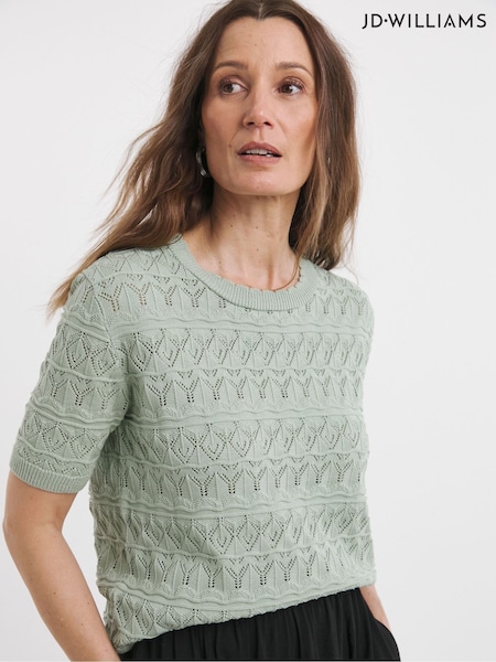 JD Williams Sage Crochet Short Sleeve Jumper (W40568) | €33