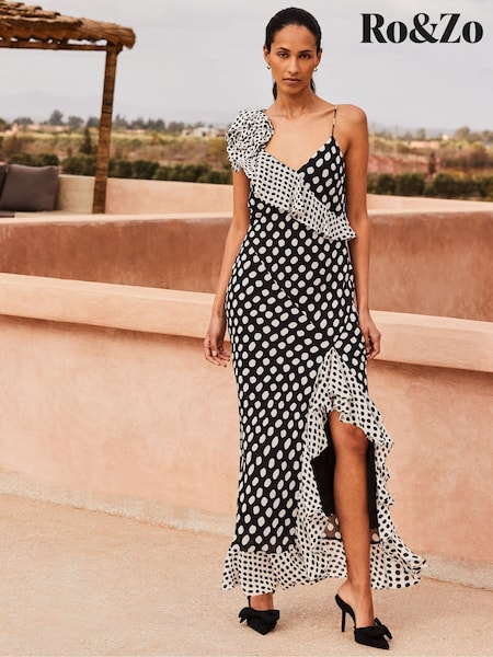 Ro&Zo Celeste Corsage Spot Print Dress (W40599) | €237