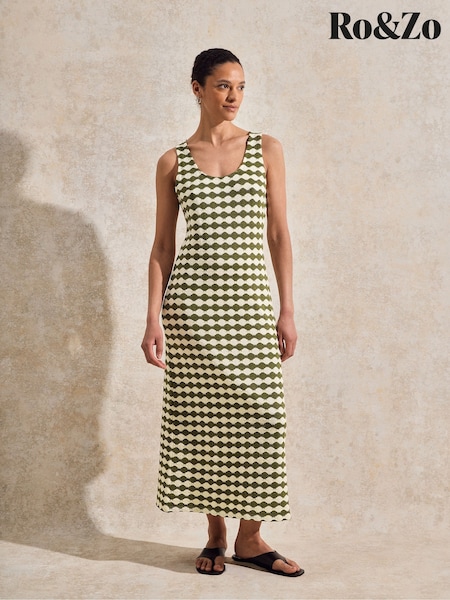 Ro&Zo Green Petite Stripe Knit Scoop Neck Dress (W40629) | €113
