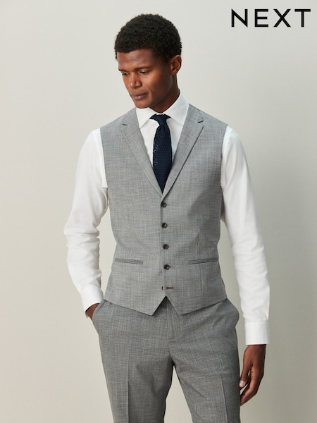 رمادي - Contrast Fabric Detail Suit Waistcoat (W40673) | ‏223 ر.ق.