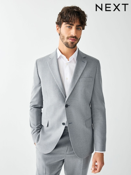 Grey Skinny Fit Textured Suit Jacket (W40684) | 317 QAR