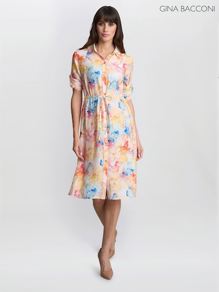 Gina Bacconi Orange Aubree Shirt Dress (W40748) | €215