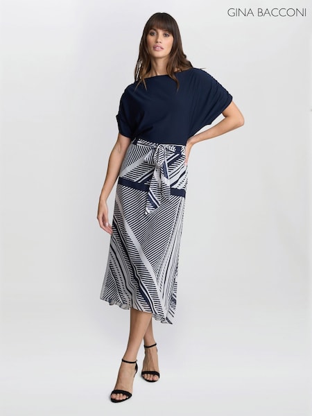 Gina Bacconi Blue Brooke Stripe Dress (W40755) | €294